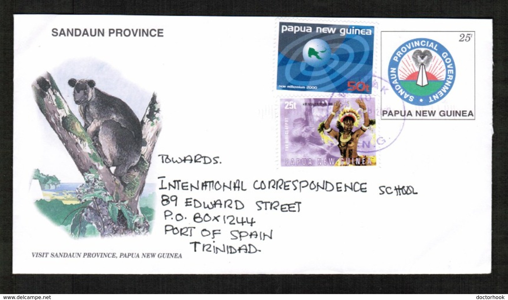 PAPUA NEW GUINEA   SCOTT # 967 & 974 On UPRATED POSTAL STATIONARY COVER To TRINIDAD (2000) (OS-445) - Papouasie-Nouvelle-Guinée