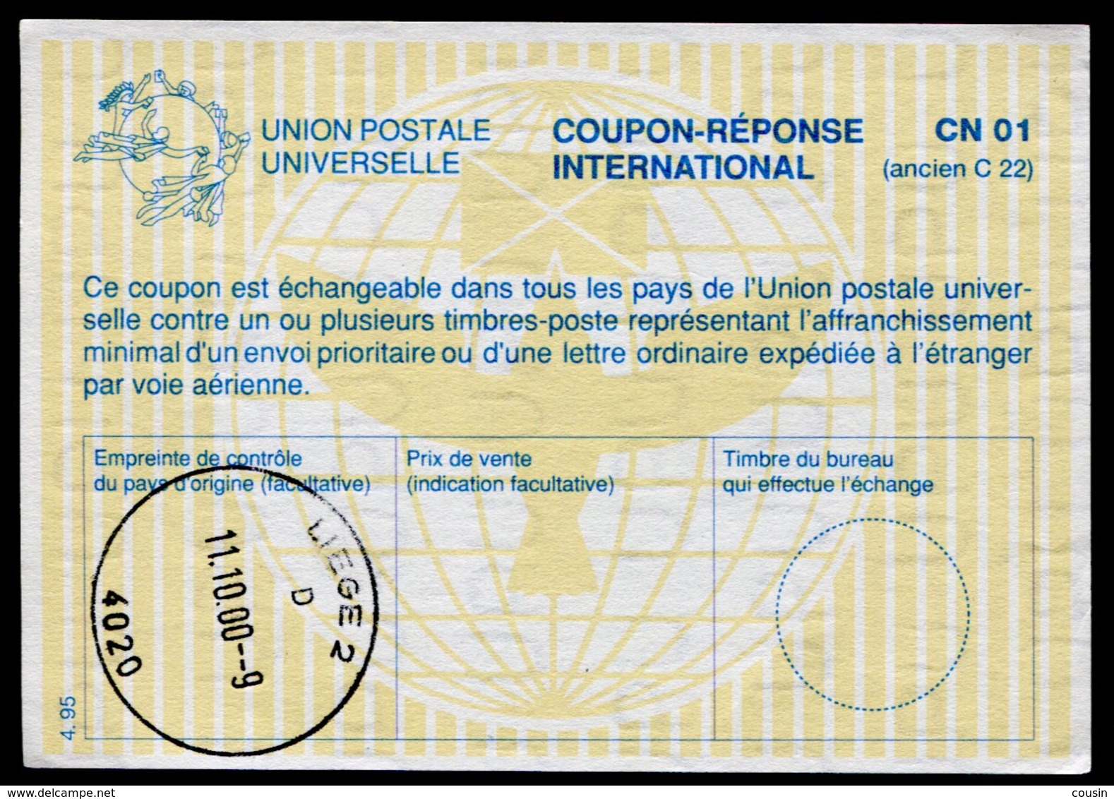 BELGIQUE  Coupon Réponse International / International Reply Coupon - Cupón-respuesta Internacionales