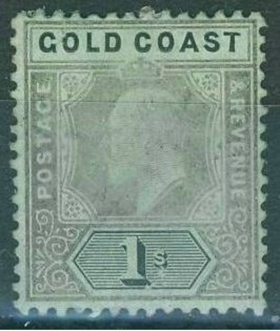 Gold Coast - 1907 1/-. Black/green Sg.65 - MNG - Costa D'Oro (...-1957)