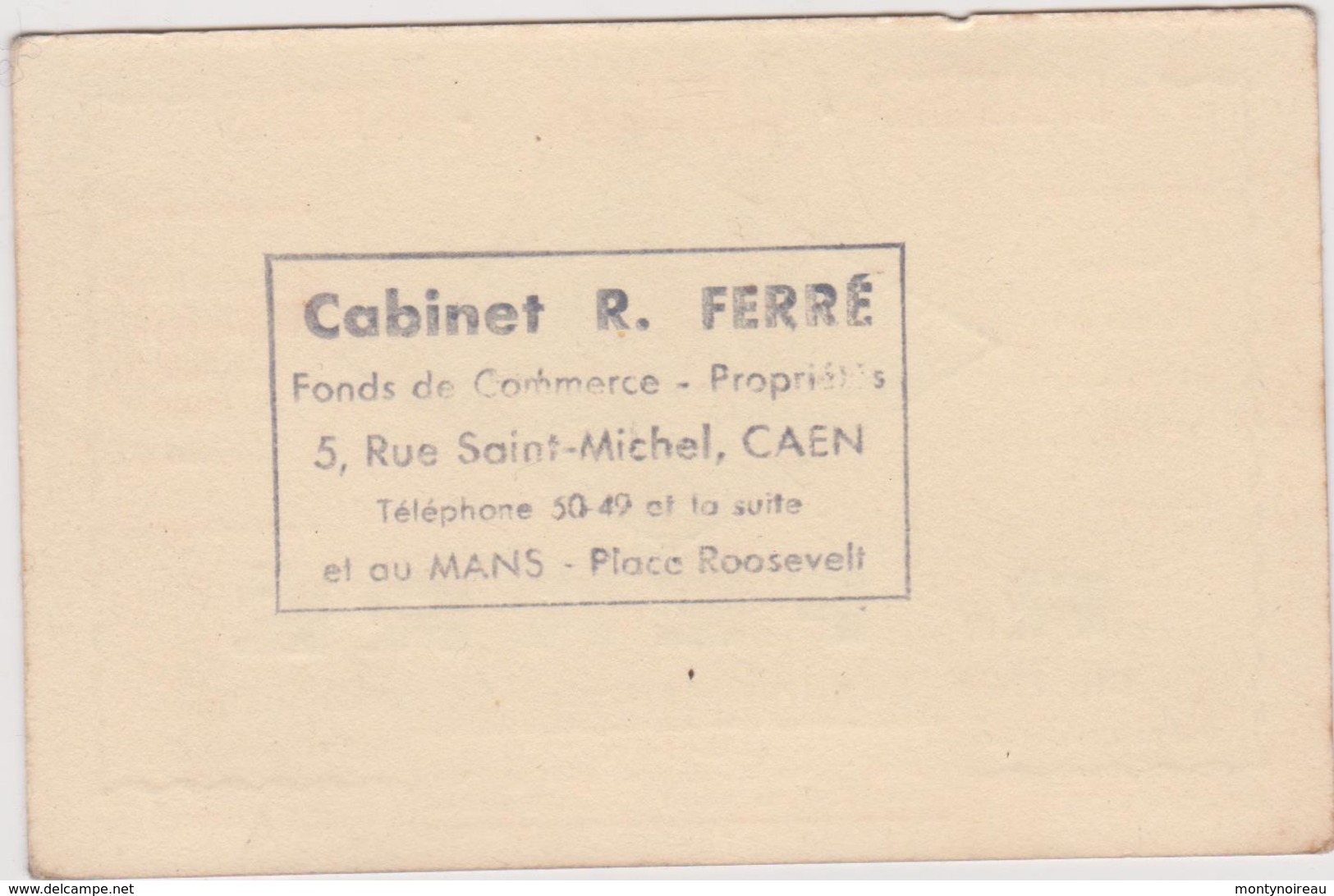 Vieux  Papier :  R. FERRE  : Boulangerie Patisseries  : Caen , Paris , LE MANS - Cartes De Visite
