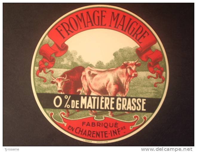 17013 - étiquette De Fromage - Camembert Maigre 0% De Matière Grasse - Guerre 1939 1945 - Charente Maritime 17 - Fromage