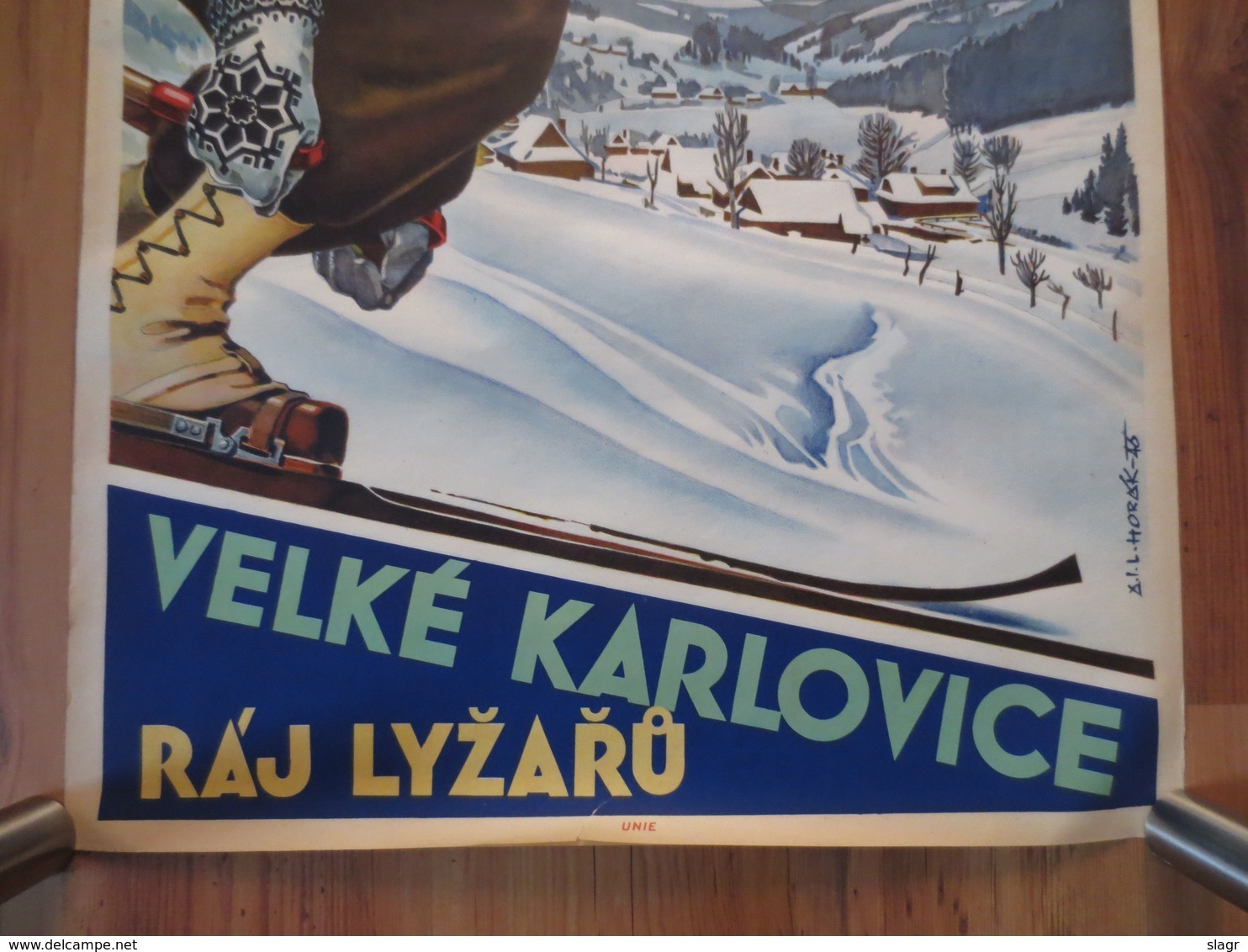 Velke Karlovice - Czechoslovakia - Big Vintage Ski Poster  - Lithography - Very Nice - 1946 - Posters