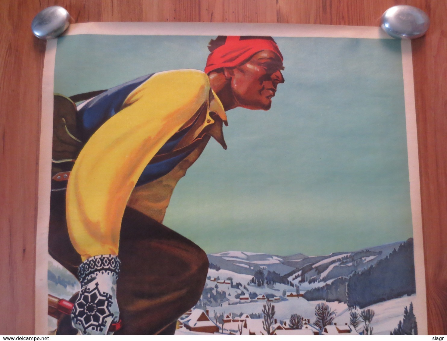 Velke Karlovice - Czechoslovakia - Big Vintage Ski Poster  - Lithography - Very Nice - 1946 - Affiches