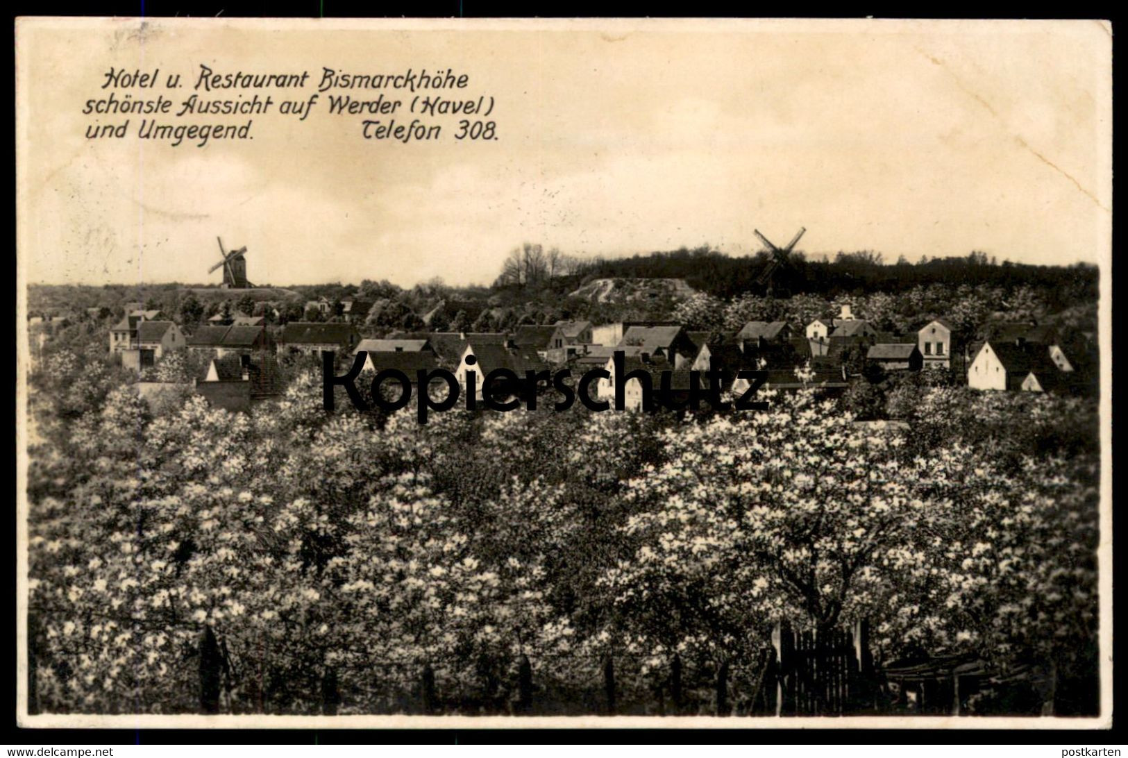 ALTE POSTKARTE HOTEL & RESTAURANT BISMARCKHÖHE AUSSICHT AUF WERDER WINDMÜHLE Moulin Windmill Ansichtskarte Cpa Postcard - Werder