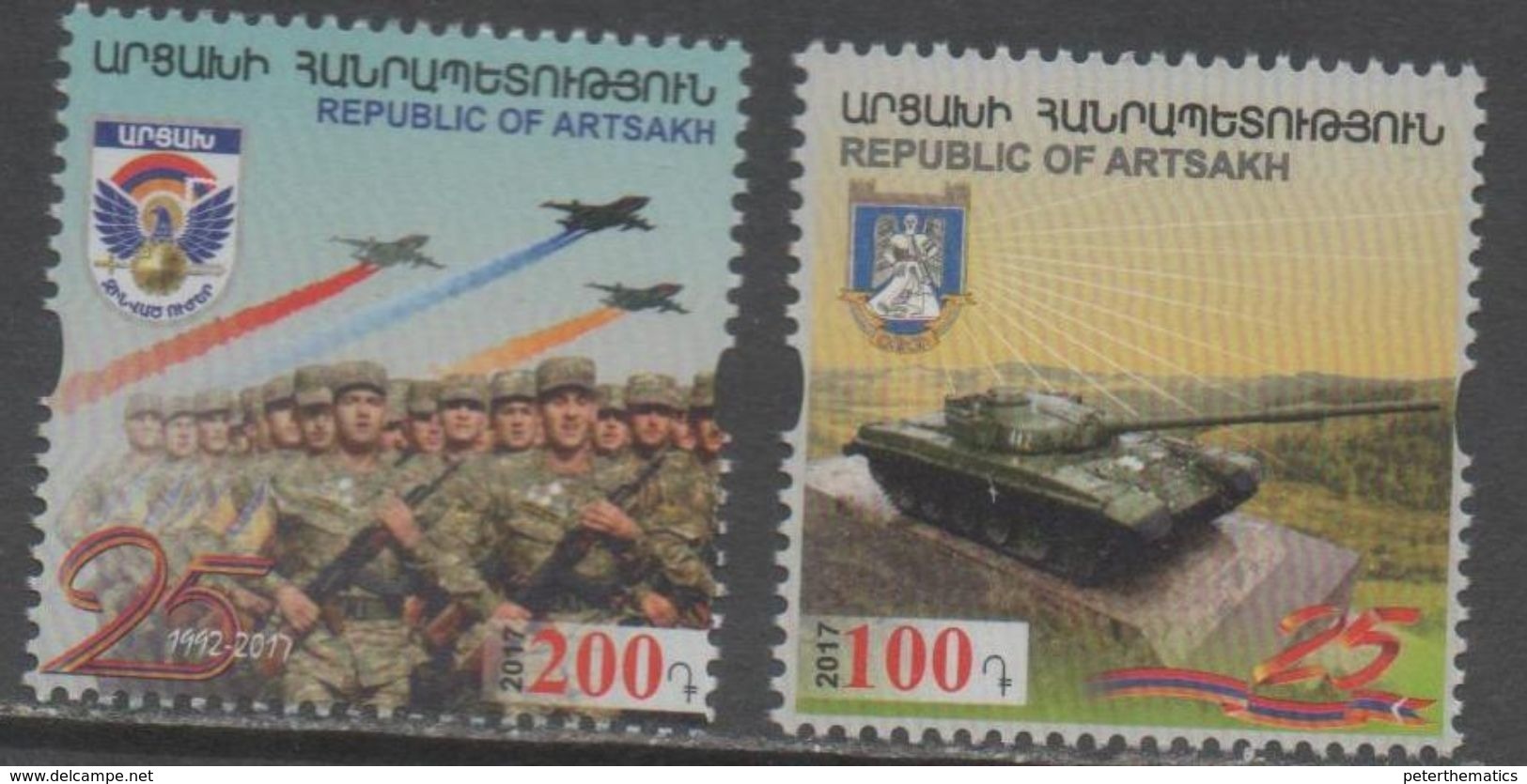 REPUBLIC OF ARTSAKH, KARABAKH, 2017, MNH, ARMY, MILITARY, SOLDIERS, FIGHTER PLANES, TANKS, 2v - Airplanes