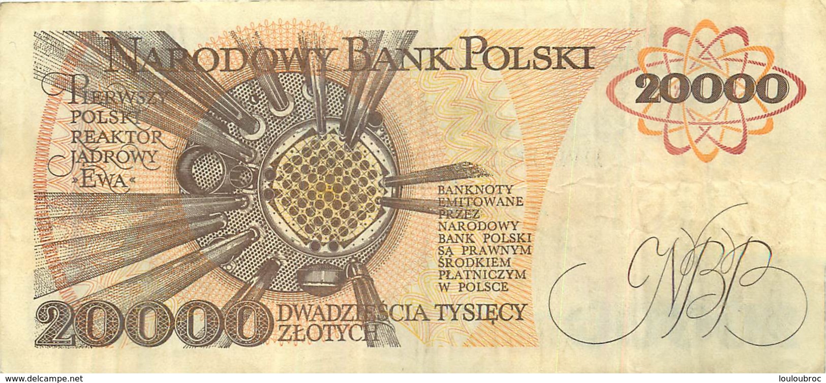 BILLET  POLOGNE POLSKI 20000 ZLOTYCH  1989 - Pologne