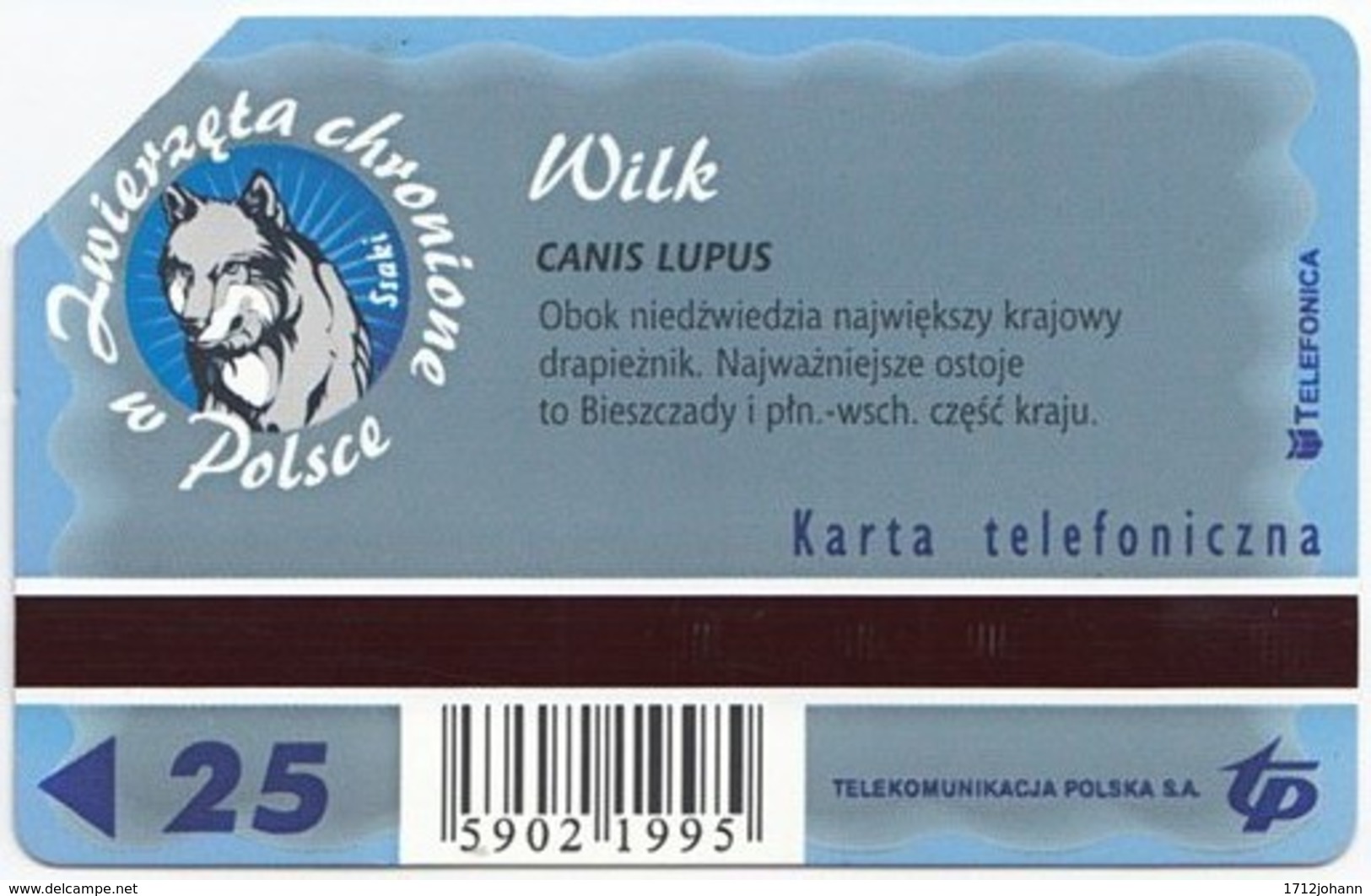 POLAND C-151 Prepaid Magnetic Telekom - Animal, Wolf - Used - Pologne