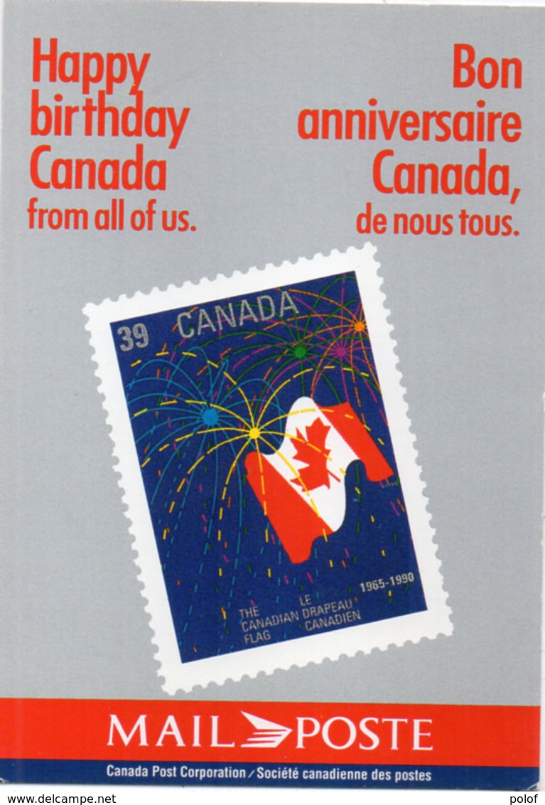 CANADA - Happy Birthday - Bon Anniversaire - Timbre Reproduit - Mail Poste (110454) - Timbres (représentations)