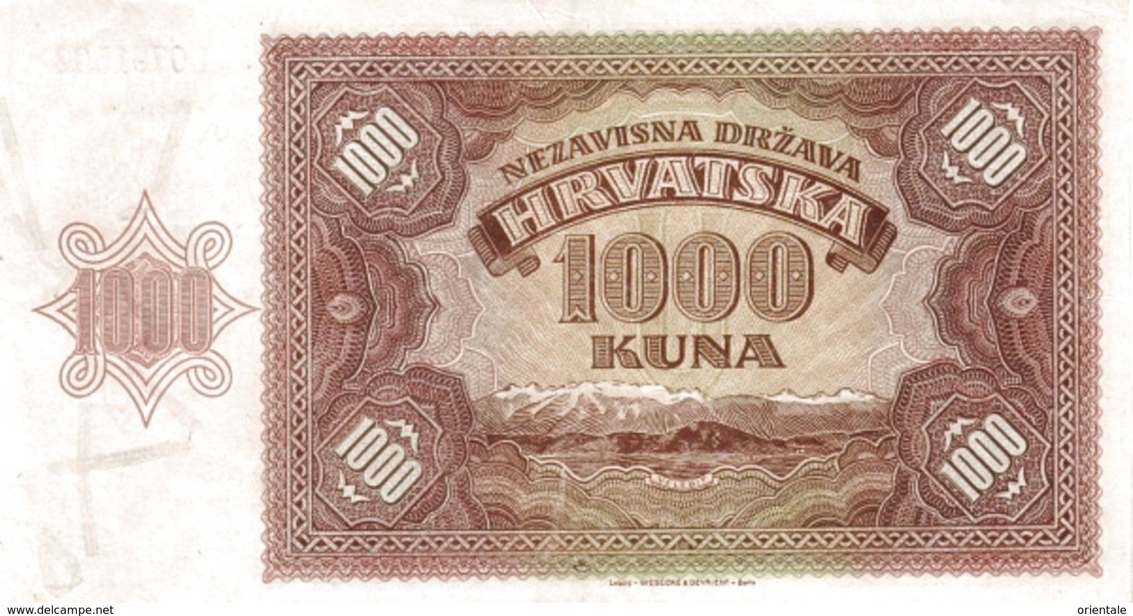 CROATIA P.  4a 1000 K 1941 UNC - Croatie