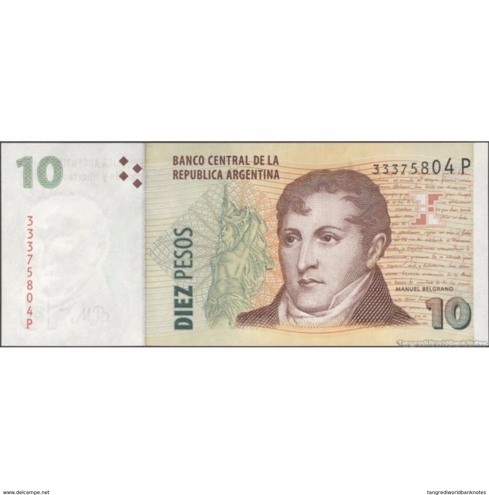 TWN - ARGENTINA 354g - 10 Pesos 2003 Serie P - Signatures: Fabrega & Boudou UNC - Argentina