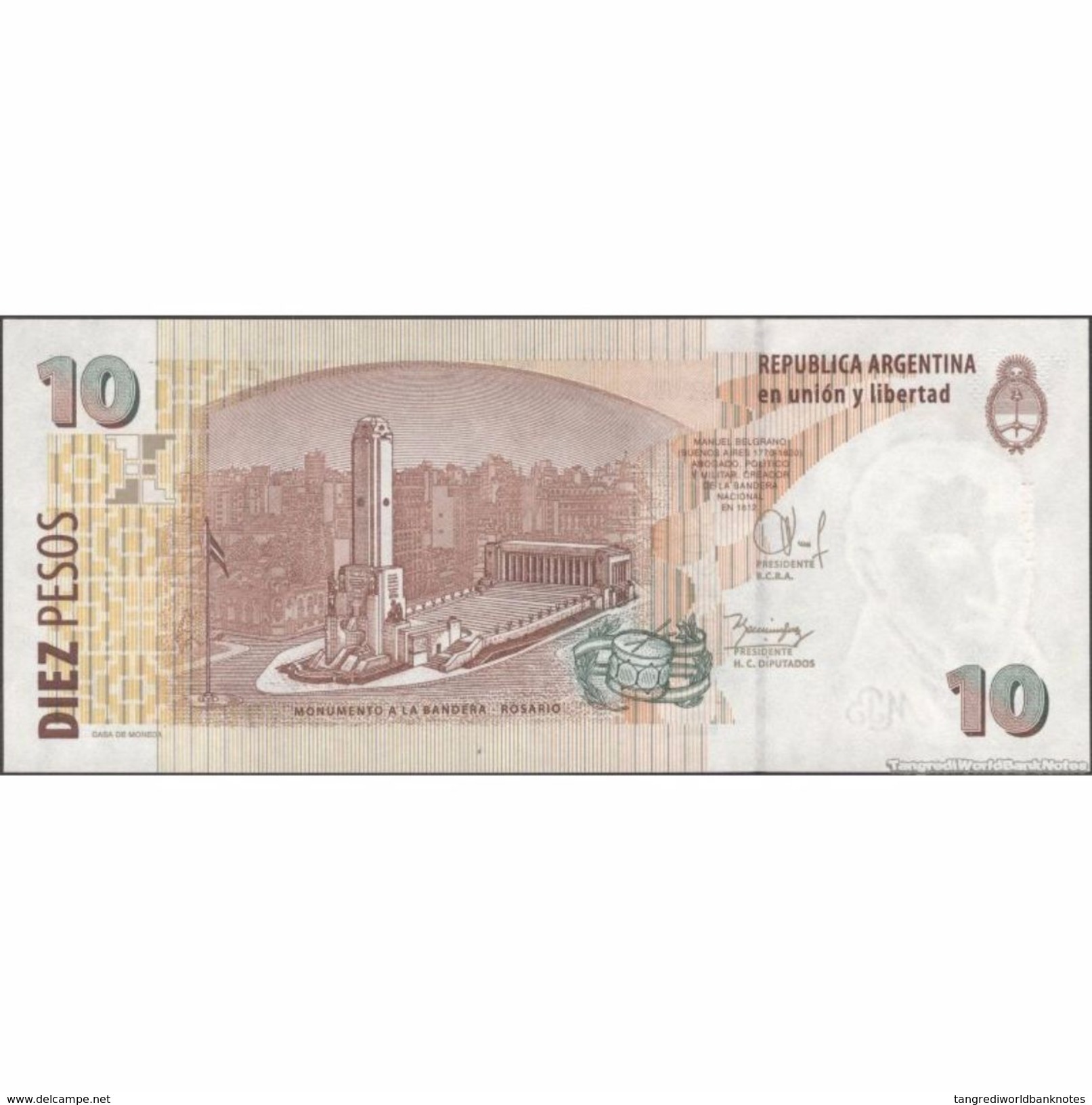 TWN - ARGENTINA 354g - 10 Pesos 2003 Serie P - Signatures: Fabrega & Boudou UNC - Argentina