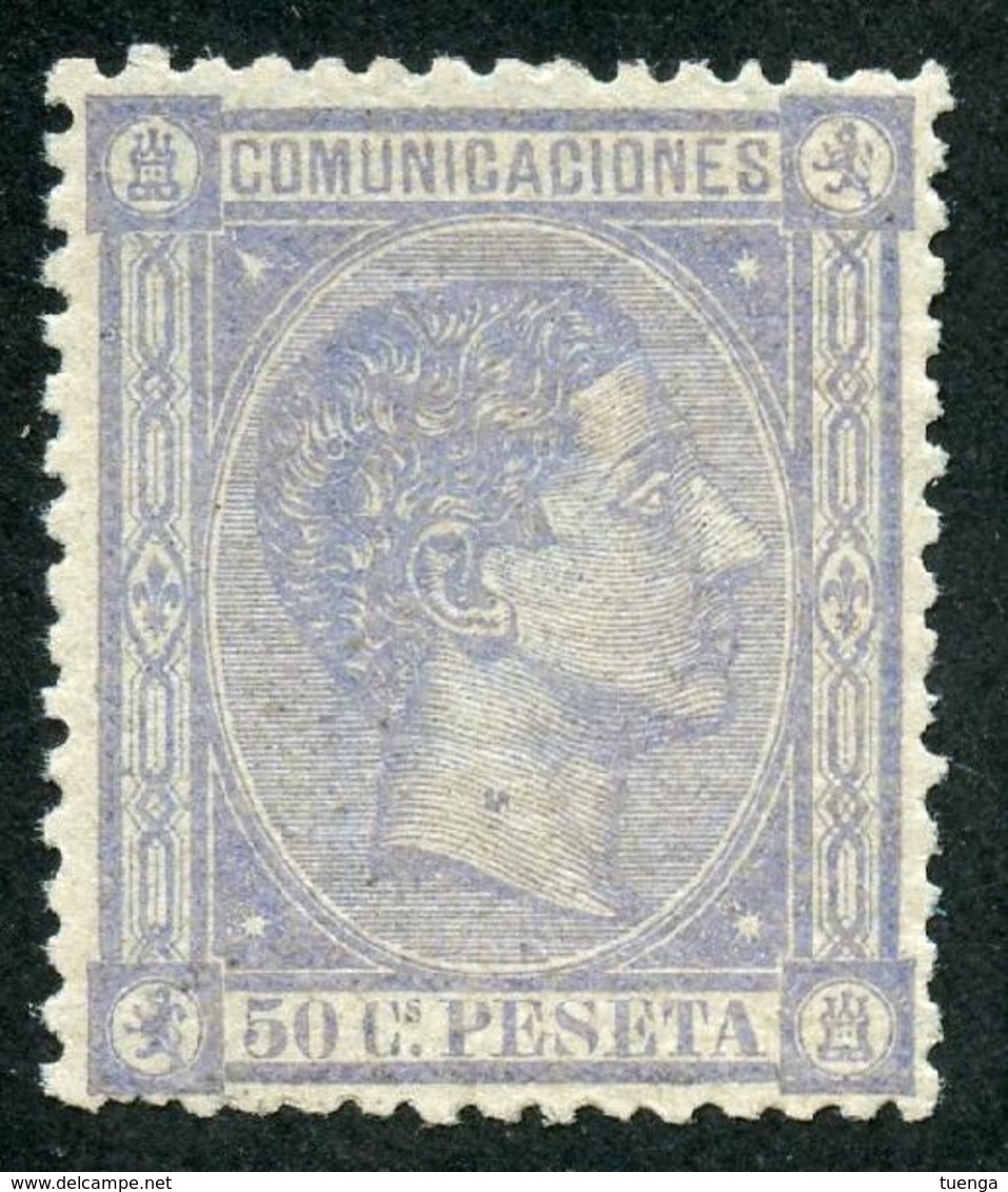 España 1875. Edifil 168* - 50 Céntimos Lila - Cat. 2016: 265€ - Alfonso XII - Unused Stamps