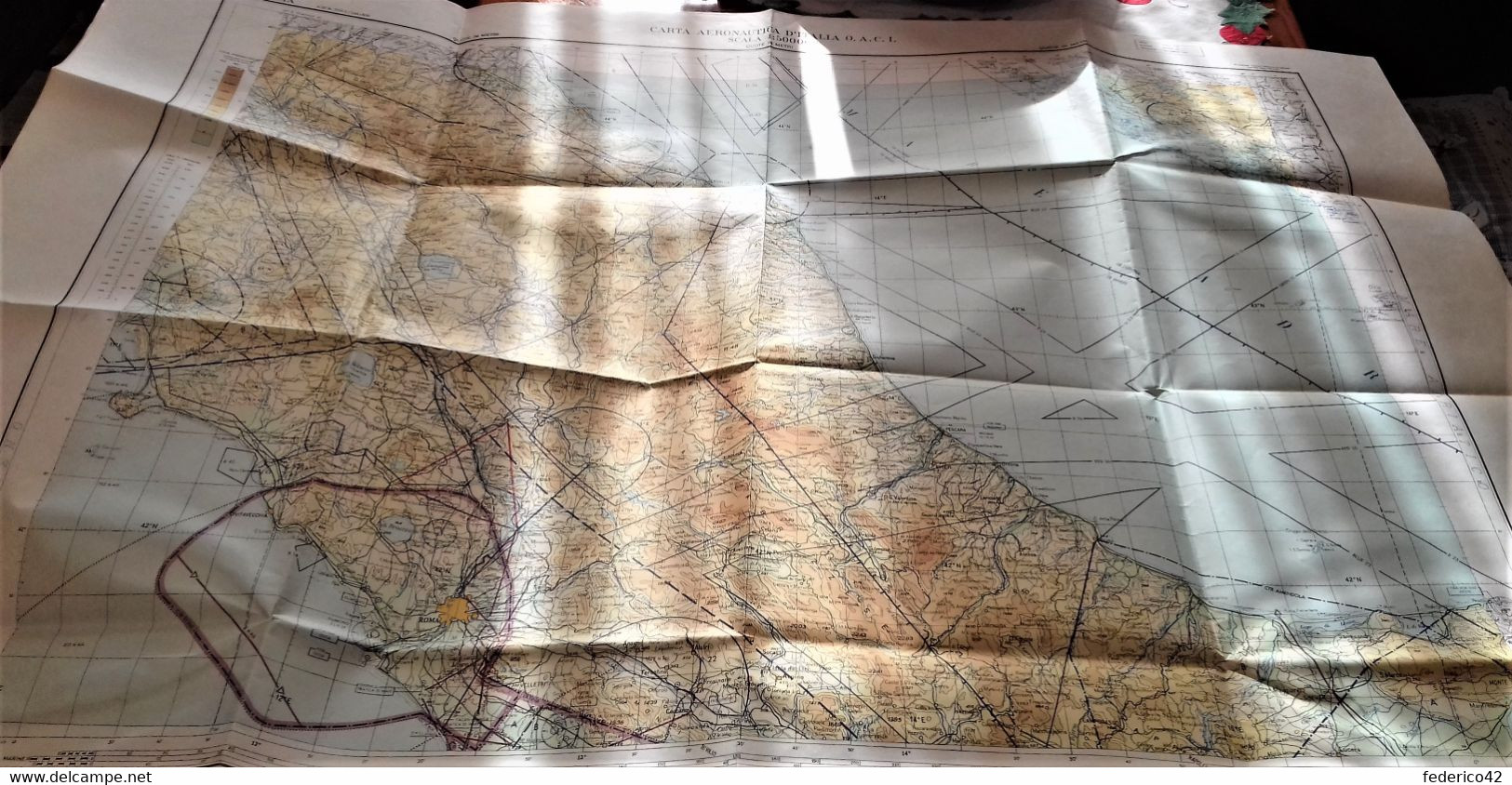 CARTE AERONAUTICHE D'ITALIA VINTAGE 0.A.C.I-ICAO (F6) AREA NAPOLI PER VOLO VFR-IFR E  (F4) AREA DI ROMA PER VOLO VFR-IFR - Aviazione