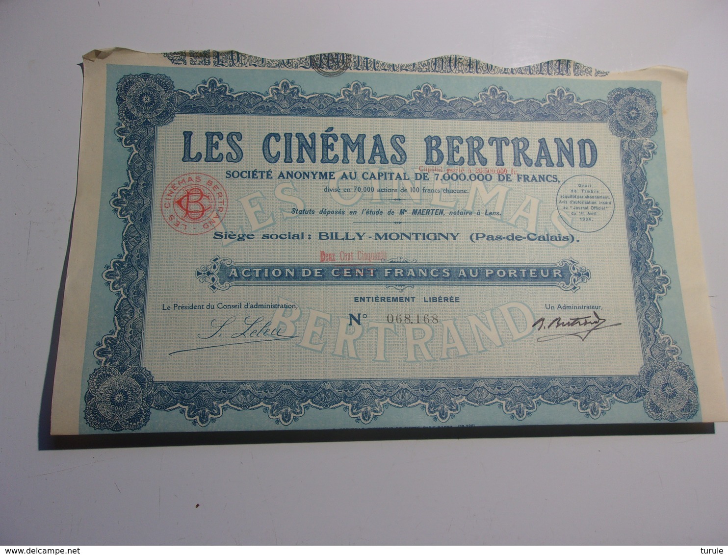 Les Cinémas Bertrand (billy Montigny,pas De Calais) - Altri & Non Classificati