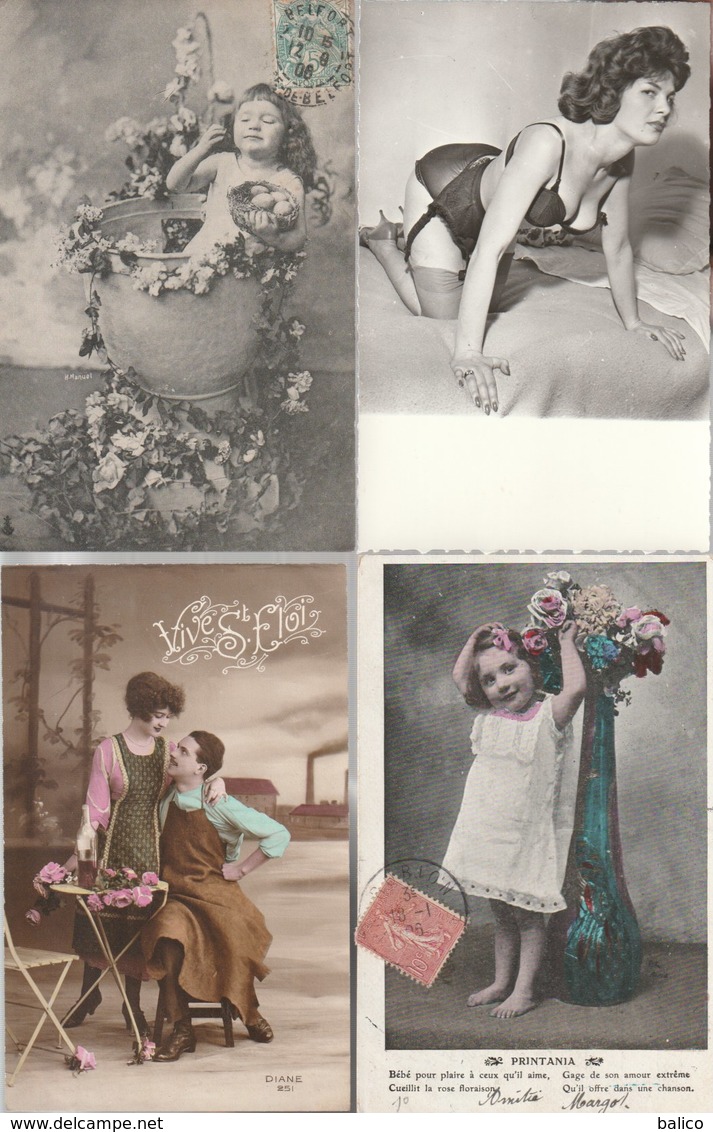 Lot de 100 cartes postales anciennes diverses variées et 4 Photos, très bien pour un revendeur réf, 320