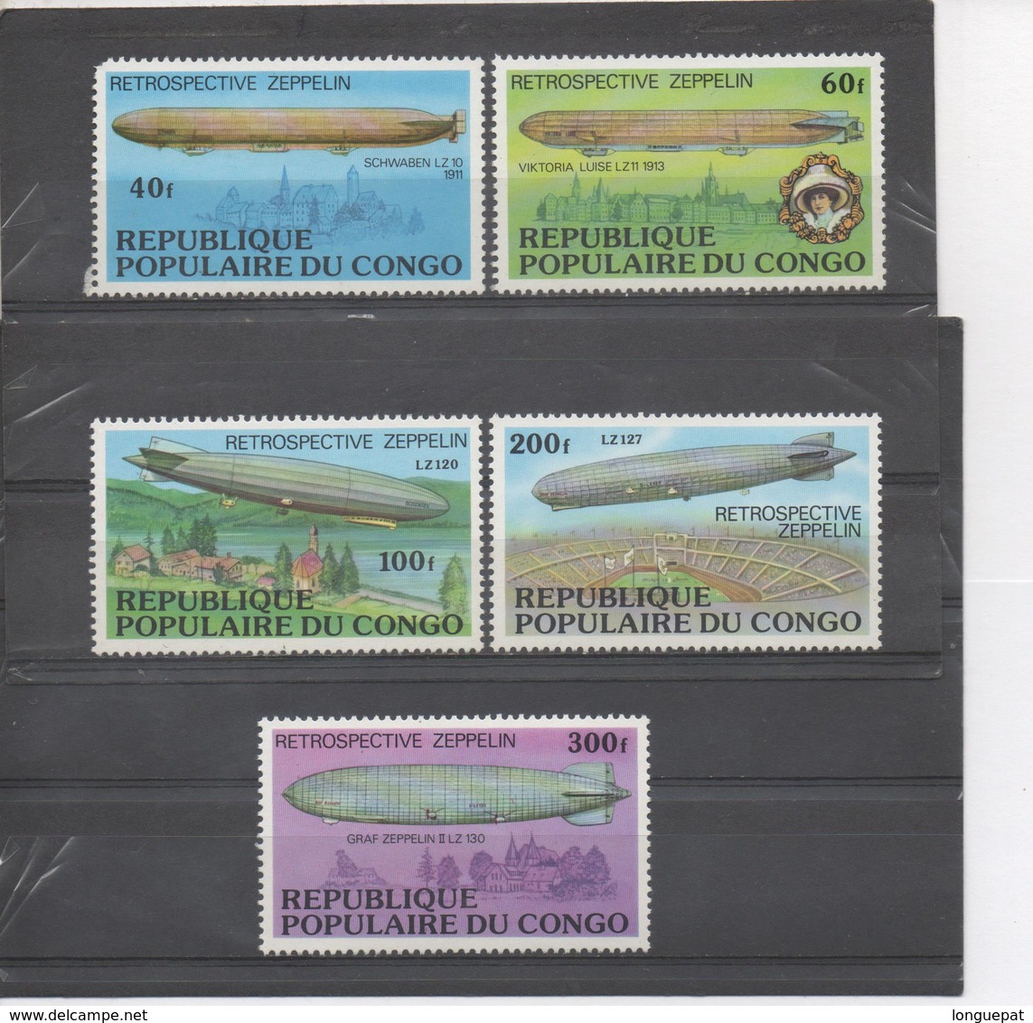 CONGO -  Aviation - Zeppelins , Restrospective - LZ 120, LZ 127 Graf Zeppelin II, Victoria Louise LZ II, - Neufs