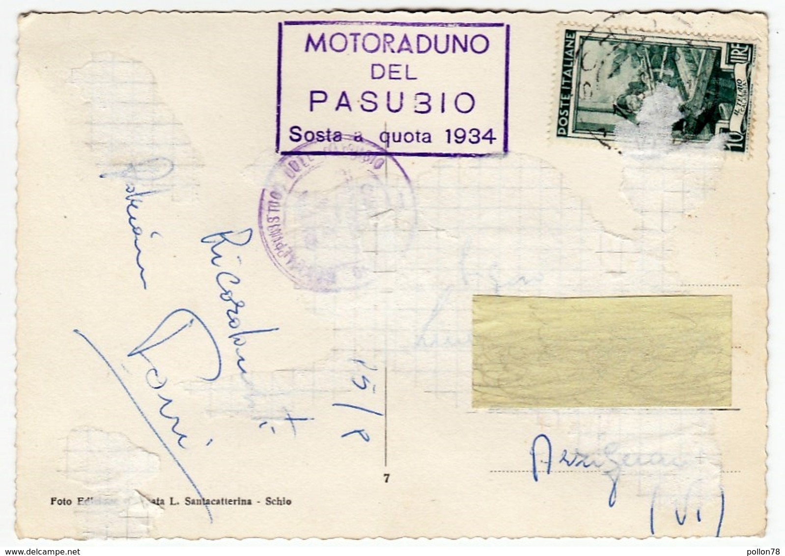 MONTE PASUBIO - STRADA PER CAMPOGROSSO - VICENZA - Timbro MOTORADUNO DEL PASUBIO - Vedi Retro - Vicenza