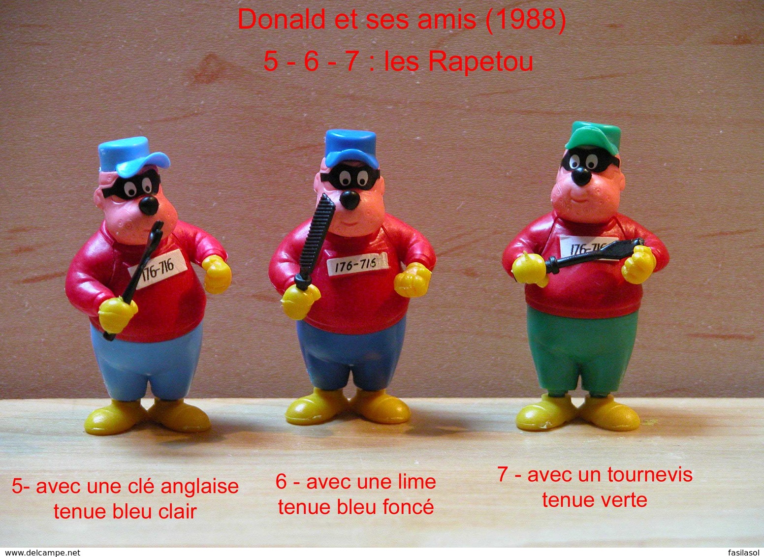 Kinder 1988 : TRES RARE : Rapetou Avec Clé Anglaise Habits Bleu Clair Et Rouge "Donald & Ses Amis" - Dessins Animés