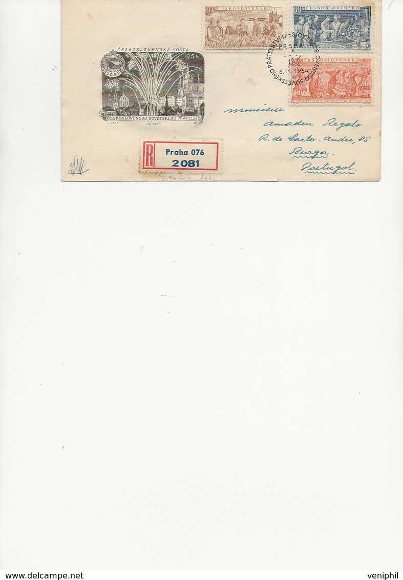 TCHECOSLOVAQUIE - LETTRE RECOMMANDEE AFFRANCHIE N° 779 A 781 - ANNEE 1954 - FDC