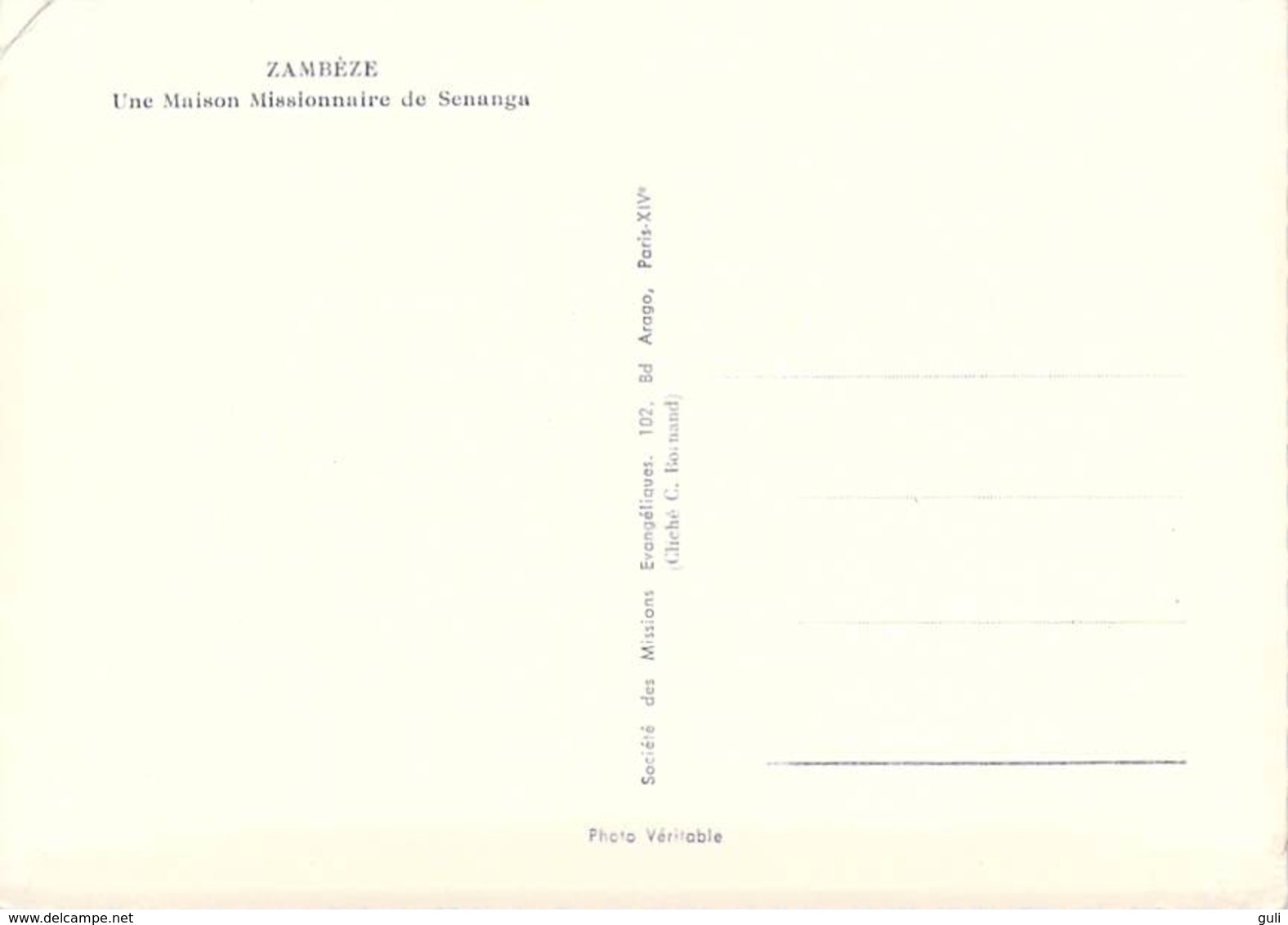 Afrique  (Zambie Zambia) ZAMBEZE Une Maison Missionnaire De SENANGA (Sté Des Missions Evangéliques Religion MISSION) - Sambia