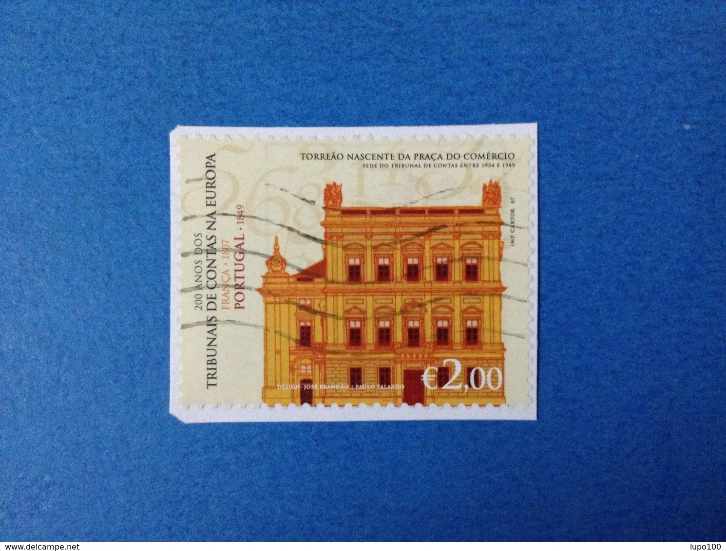 2007 PORTOGALLO PORTUGAL TRIBUNALE DE CONTAS NA EUROPA € 2,00FRANCOBOLLO USATO STAMP USED - Usati