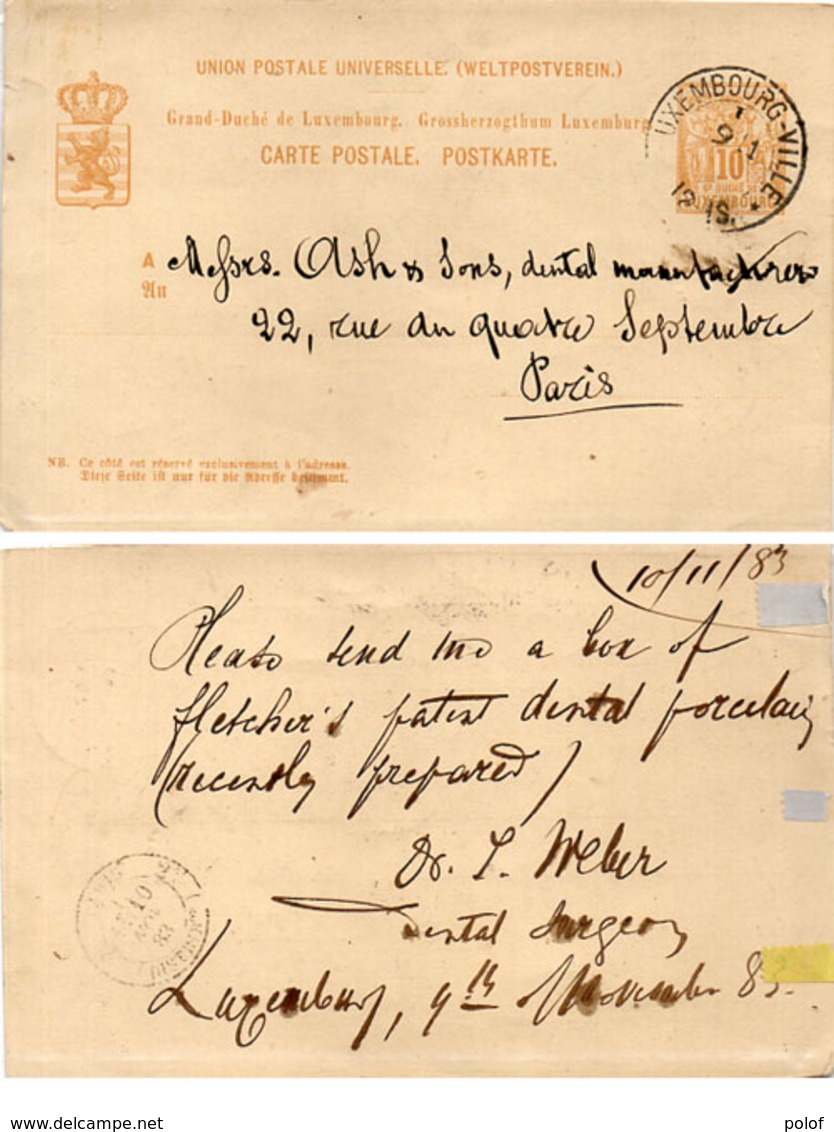 Entier Postal De LUXEMBOURG - Cachet Luxembourg Ville 1883.    (110480) - 1882 Allegorie