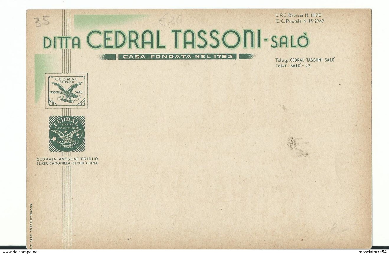 Cp Nv Cedral Tassoni - Salò - Perfetta Nv - Werbepostkarten