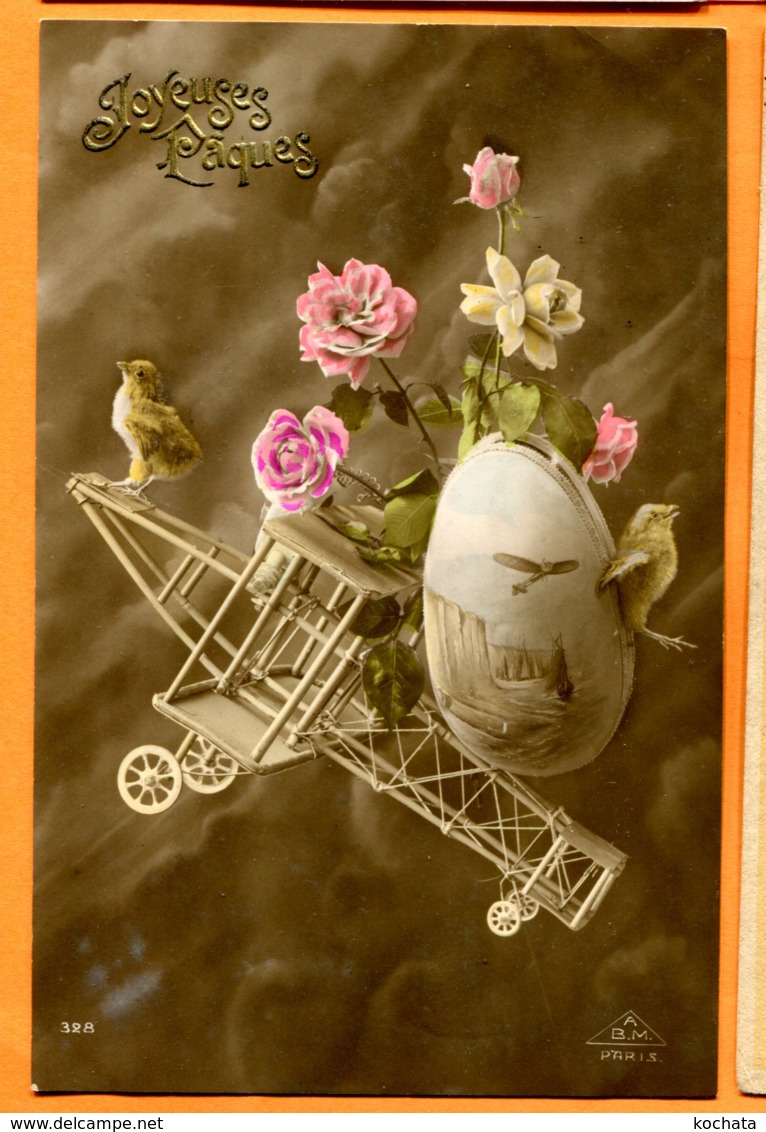 L142, Avion, Plane, Oeuf, Boat, Bateau, Oiseau, Bird, Rose , 328, Circulée 1914 Sous Enveloppe - Pasqua