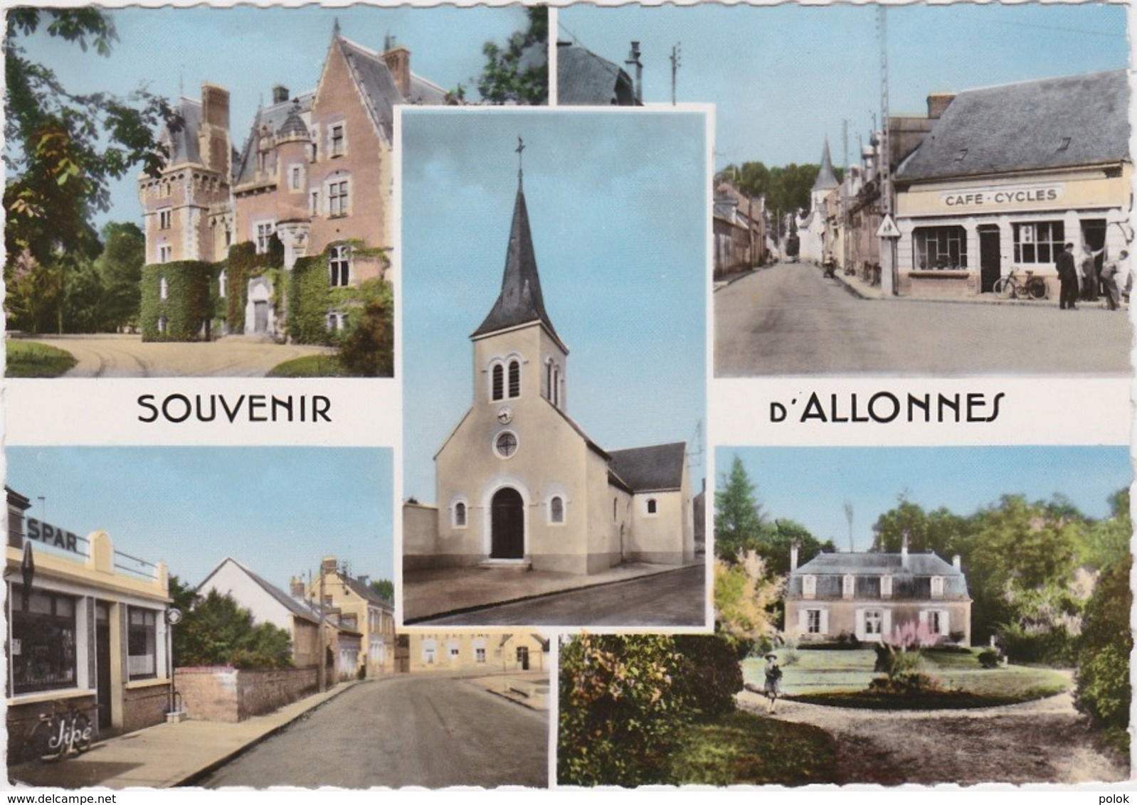 Bn - CPM Souvenir D'ALLONNES - Rue Principale, Perrières, Château De La Foresterie, Centre Et Mairie, église - Allonnes