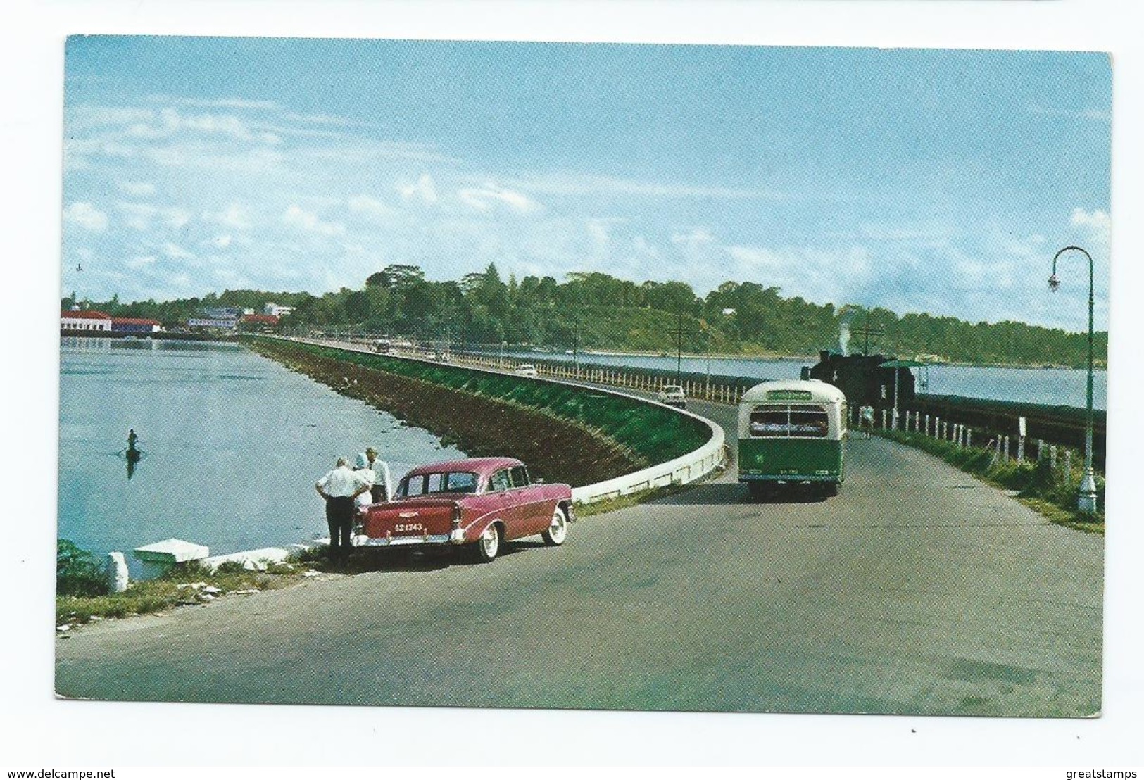 Malaysia Postcard Johore Causeway. Steam Engine - Malaysia