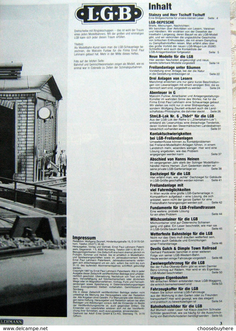 LGB Depesche 1987 Nr 55 Zeitschrift Magazin Wetterfeste Bahnsteige Waggon Bauten - Altri & Non Classificati