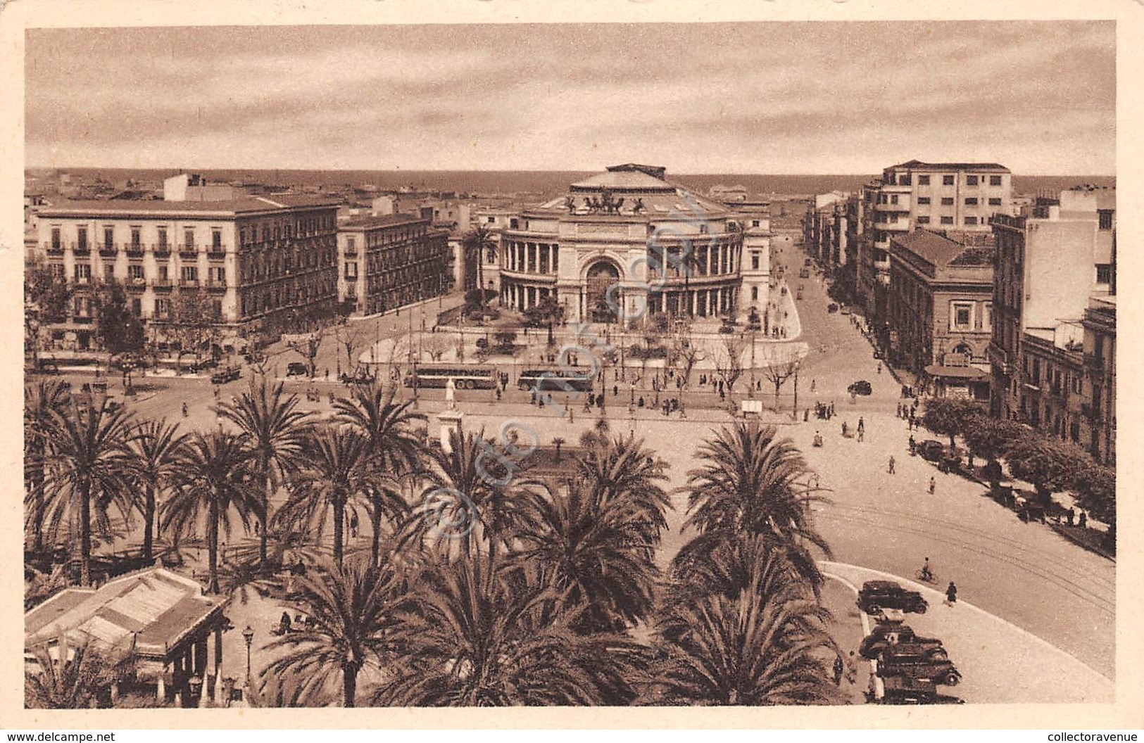 Cartolina Palermo Politeama Via E. Amari Animata Auto D'epoca - Palermo