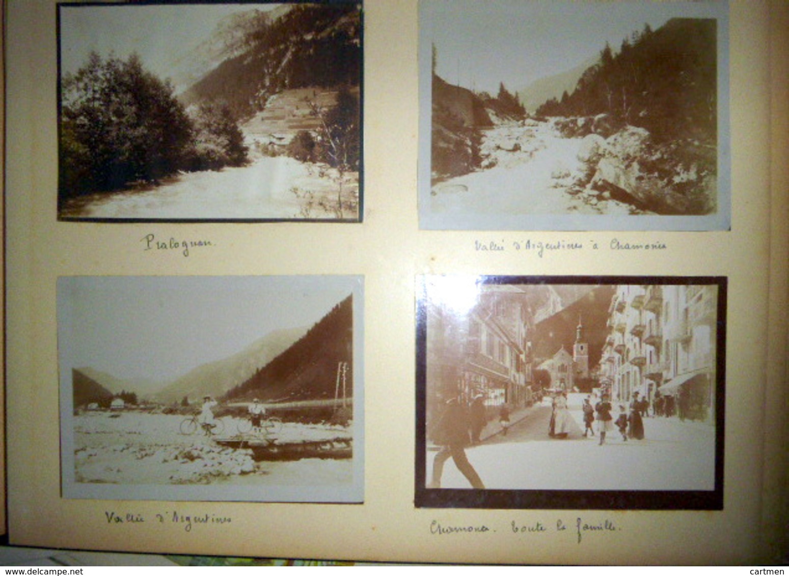 74 CHAMONIX PHOTO ORIGINALE DE LA RUE PRINCIPALE ET DE PRALOGNAN EN 1907 QUATRE CLICHES 12 X 9 Cm - Autres & Non Classés