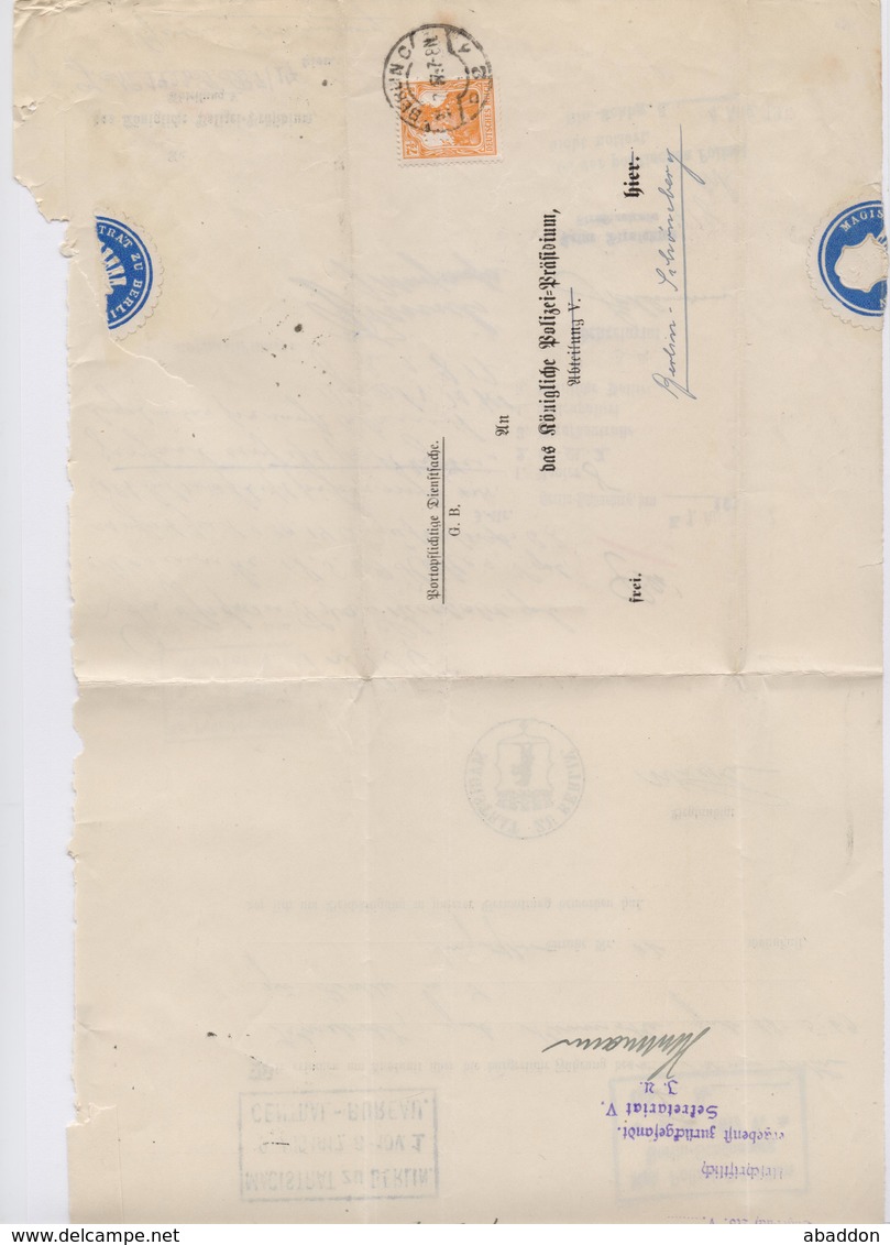 DR Dienstbrief Königliche Polizei Präsidium EF D 99 Perfin O TSt BERLIN  1917 - Dienstmarken