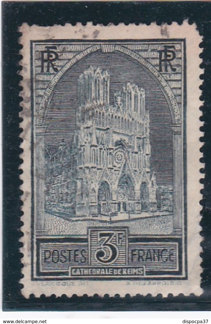 FRANCE 1930  N° 259  Oblitéré  /  CATHEDRALE DE REIMS  TYPE III   - REF 24-24 - Used Stamps