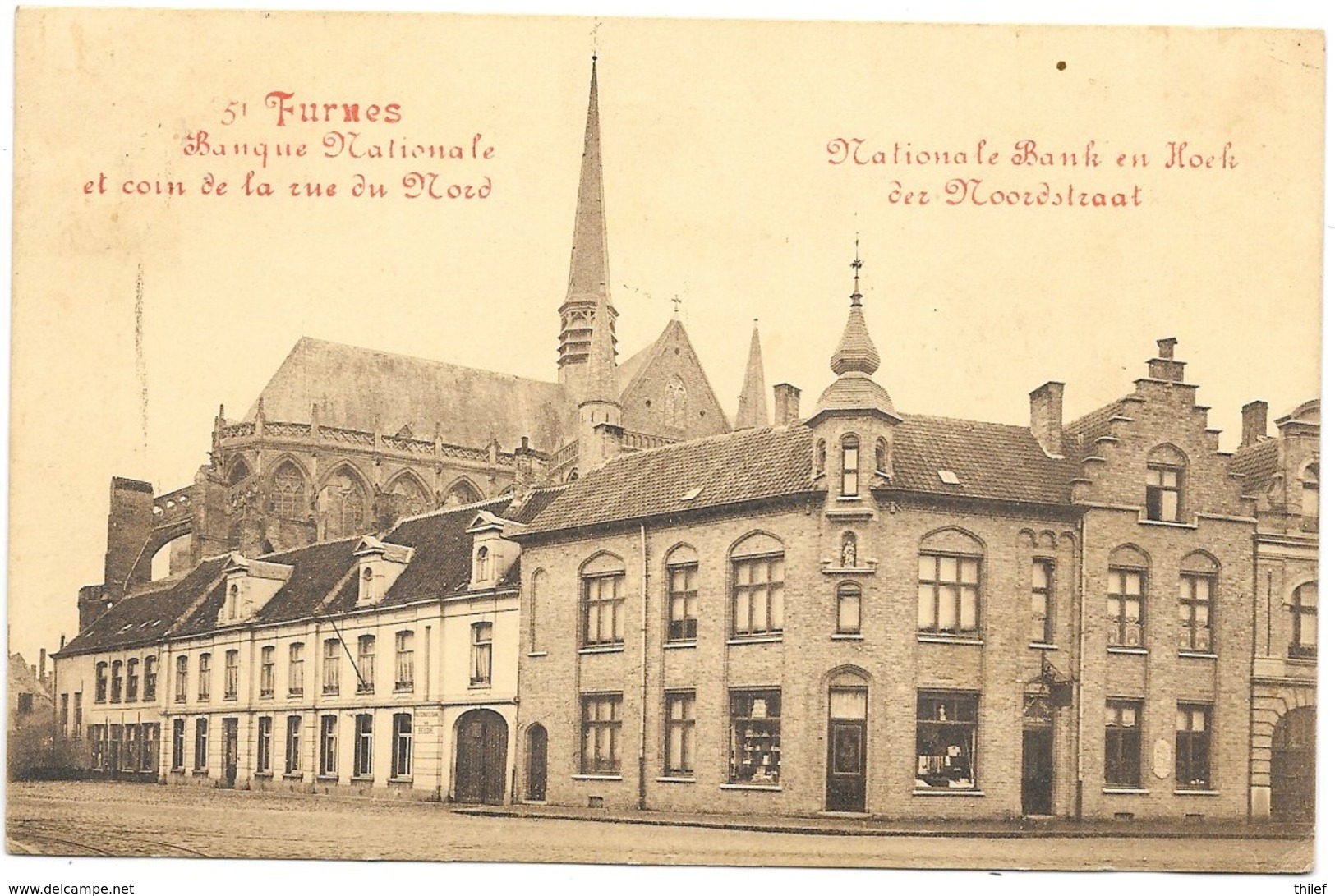 Furnes NA12: Banque Nationale Et Coin De La Rue Du Nord 1921 - Veurne
