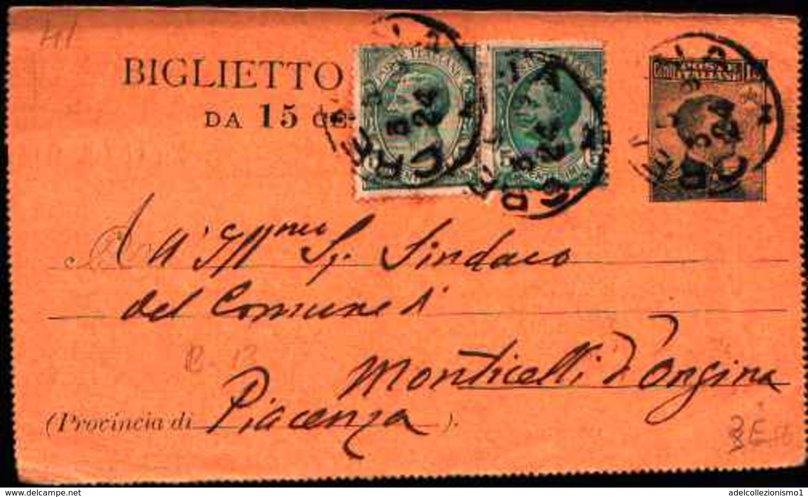 71138) BIGLIETTO POSTALE  DA 15 C. MICHETTI+2X5 C. LEONI DA  IL 5-3-1919 - Interi Postali