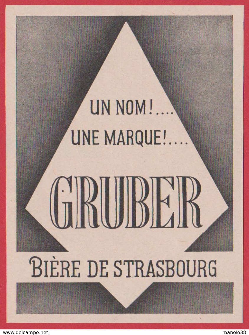 Gruber, Bière De Strasbourg, 1950. - Publicités