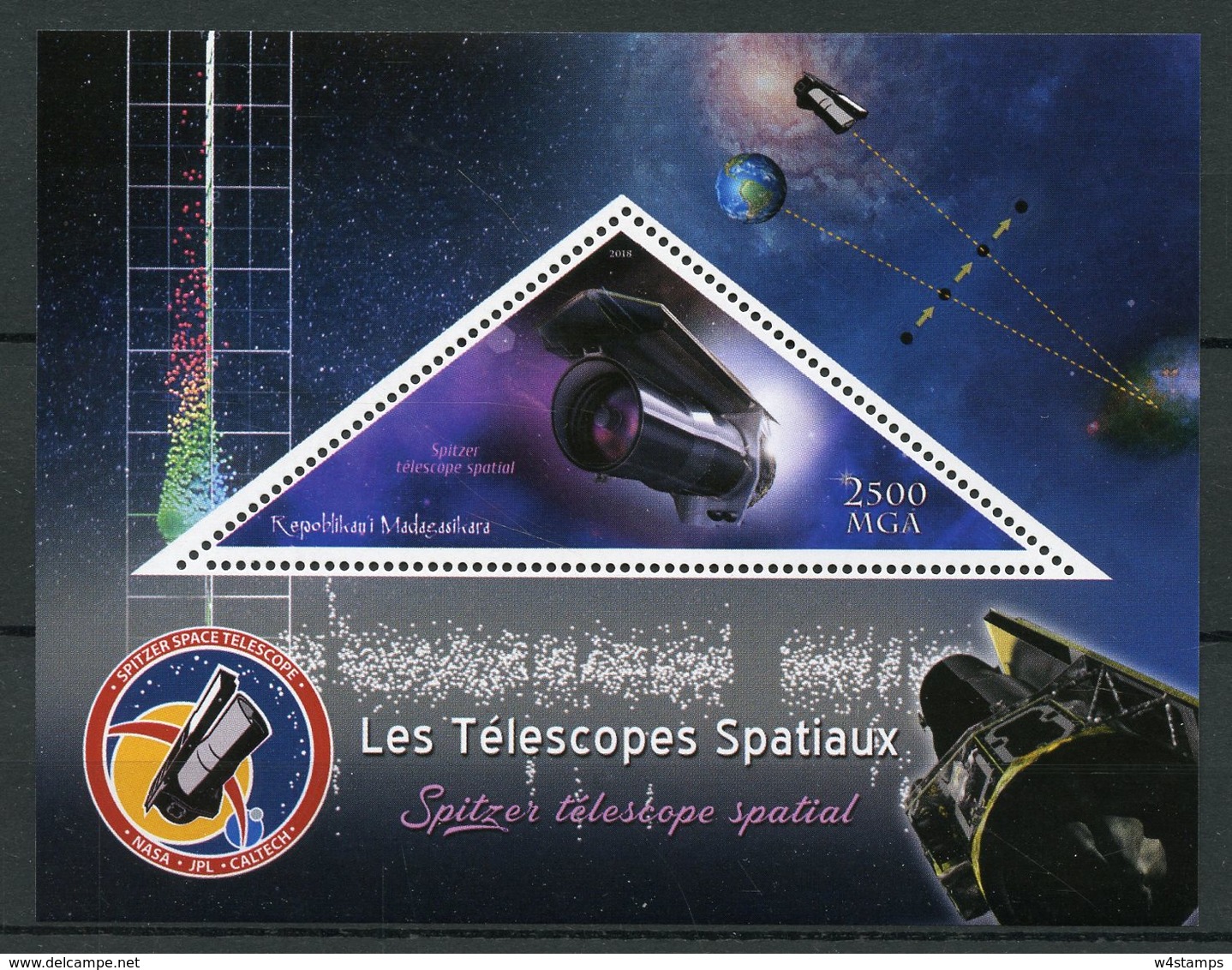 Madagascar 2018 MNH Space Telescopes Spitzer Telescope 1v S/S Space Stamps - Other & Unclassified