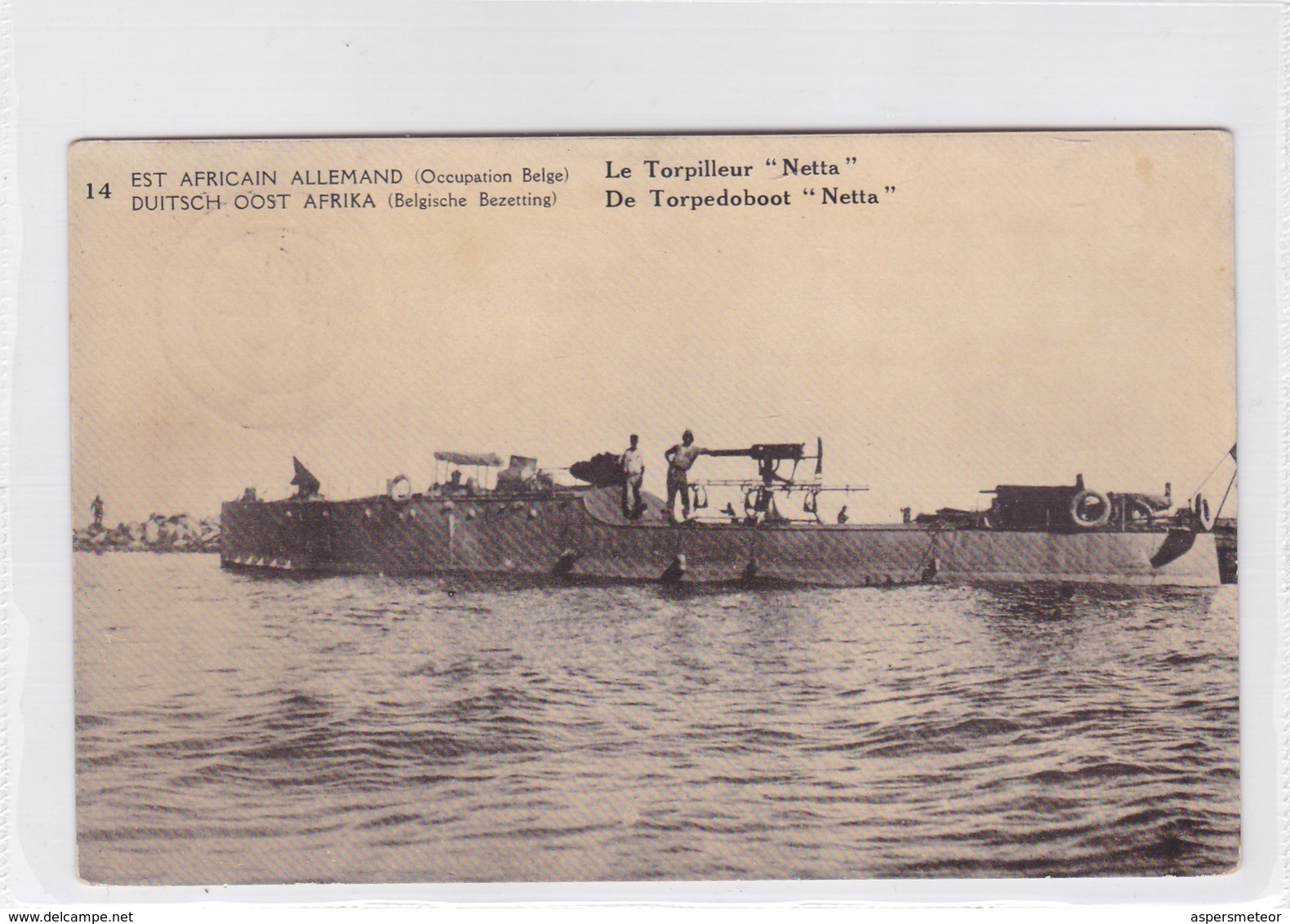 EST AFRICAIN ALLEMAND (OCCUPATION BELGE). LE TORPILLEUR "NETTA". WATERLOW...OBLITERE KIGOMA 1918.- BLEUP - Enteros Postales