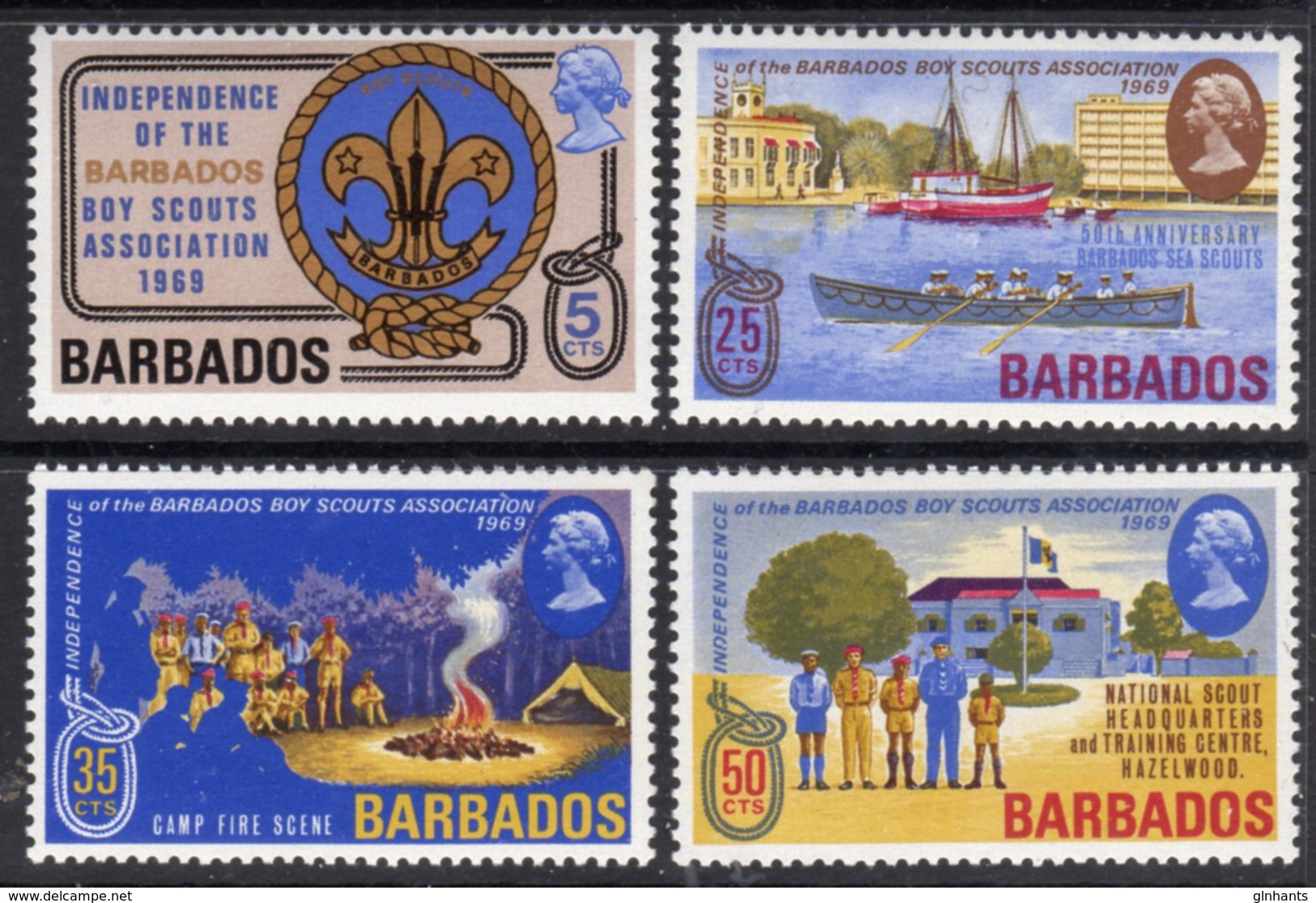 BARBADOS - 1969 SCOUTS ANNIVERSARY SET (4V) FINE MNH ** SG 393-396 - Barbados (1966-...)