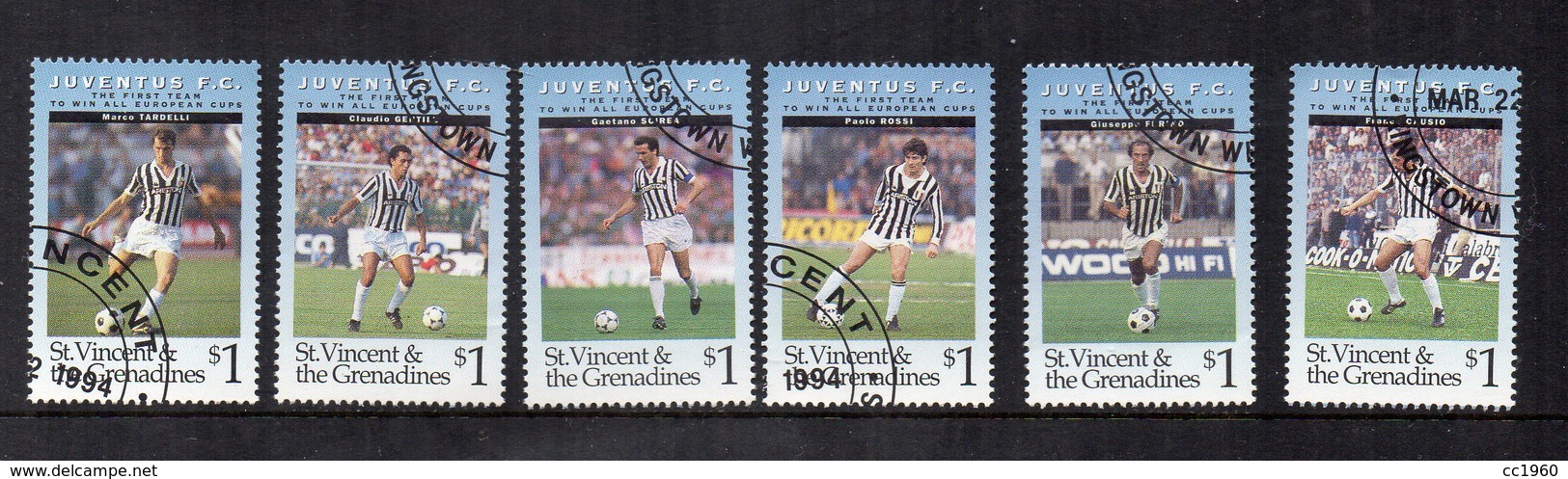 St. Vincent & The Grenadine - 1994 - Lotto 6 Francobolli Tematica " SPORT - Calcio - Juventus - Usati - (FDC13220) - Clubs Mythiques