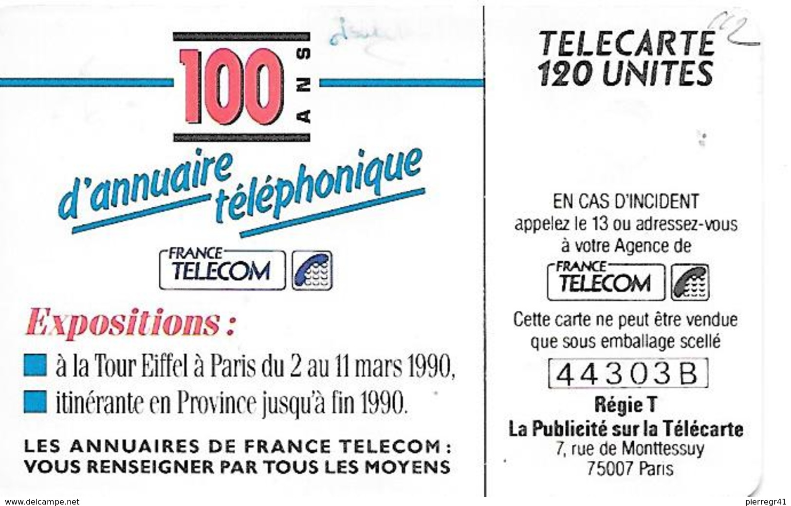 CARTE-a-PUBLIC-F112-120U-GEMA-1990-100ANS  DE L ANNUAIRE-UTILISE-TBE - 1990