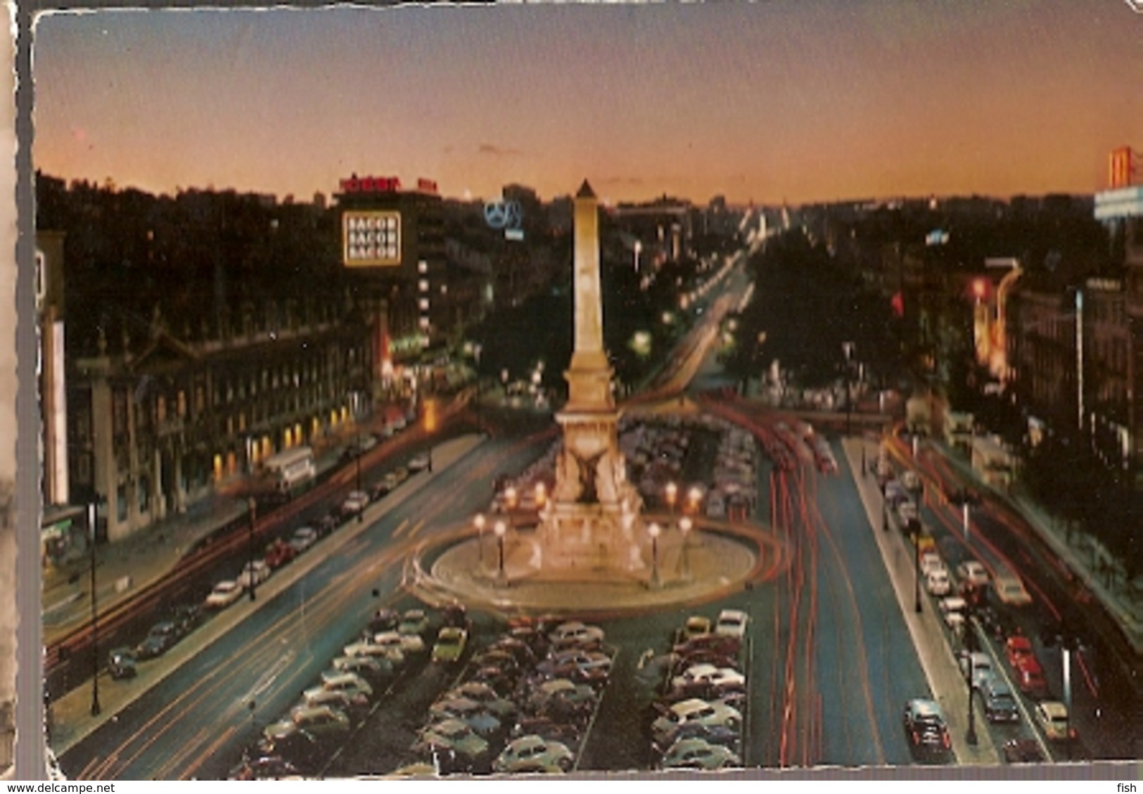 Portugal  & Circulated, Restauradores Square, Night View, Carcavelos To Beira, Mozambique 1976 (200) - Monuments