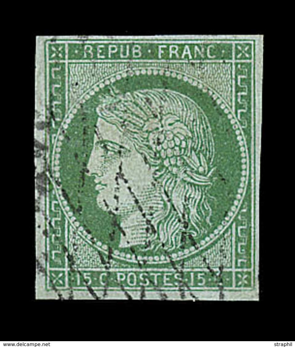 O EMISSION CERES 1849 - O - N°2 - 15c Vert - Obl. Grille Sans Fin - TB - 1849-1850 Ceres