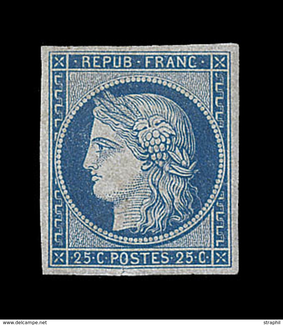 ** EMISSION CERES 1849 - ** - N°4 - 25c Bleu - Infime Fente Ds La Marge Sous Le "O" De Postes - Signé Maury - 1849-1850 Cérès
