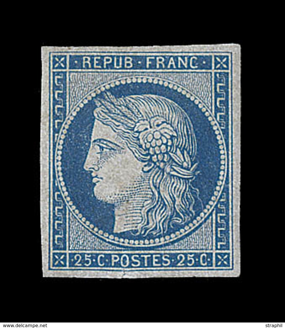 ** EMISSION CERES 1849 - ** - N°4 - 25c Bleu - Infime Fente Ds La Marge Sous Le "O" De Postes - Signé Maury - 1849-1850 Ceres