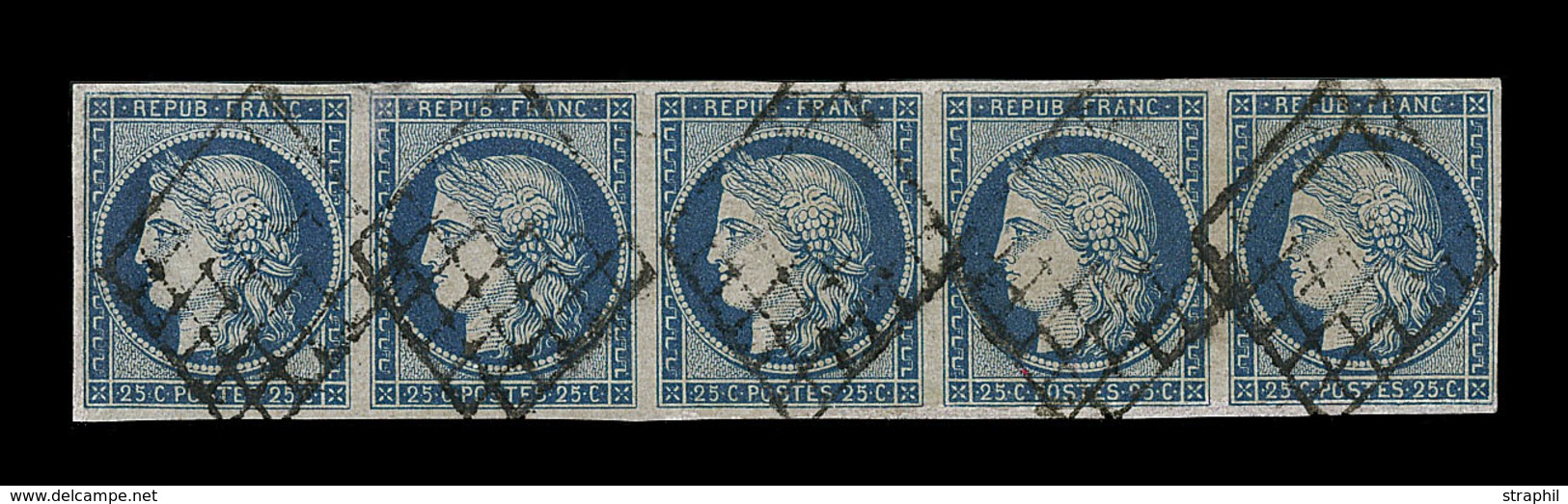O EMISSION CERES 1849 - O - N°4 - 25c Bleu - Bde De 5 - Qualité Exceptionnelle - Pièce De Luxe - TB - 1849-1850 Ceres