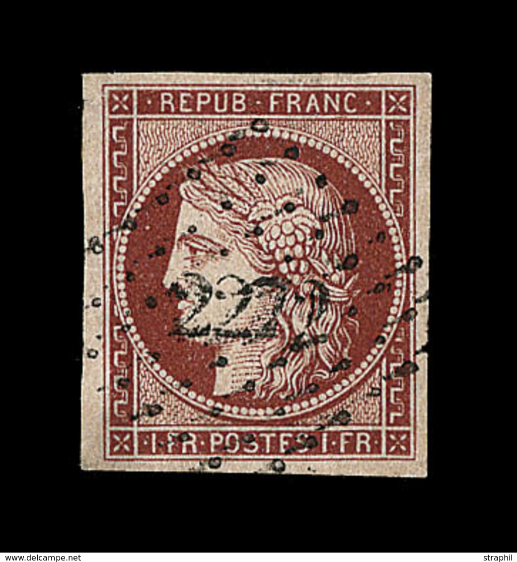 O EMISSION CERES 1849 - O - N°6B - 1F Carmin Brun - Obl PC 2272 - Signé Brun - TB/SUP - 1849-1850 Ceres