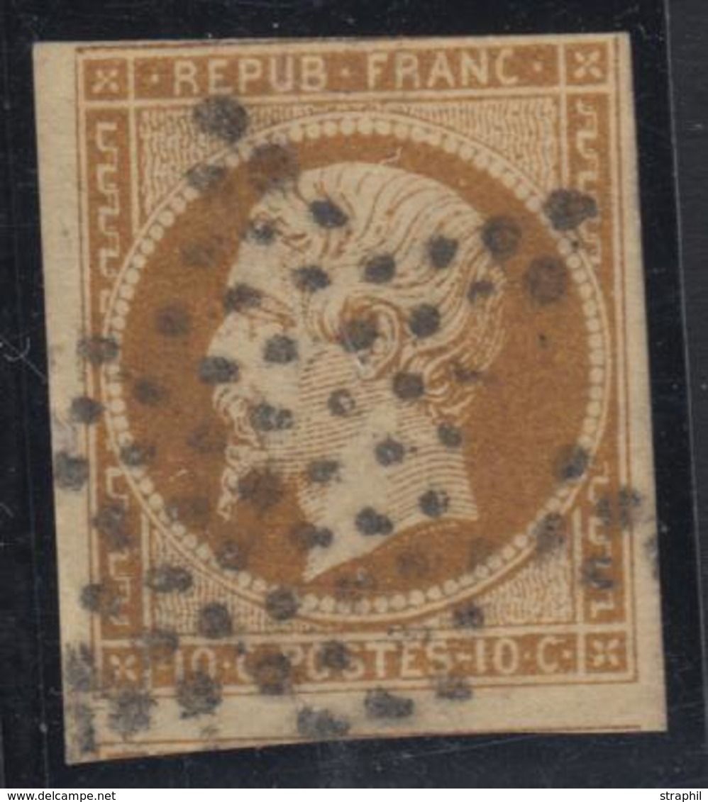 O EMISSION PRESIDENCE - O - N°9d - 10c Brun Foncé - Obl. Étoile Muette - 1 Voisin - Filet Sup En Biseau - 1852 Louis-Napoléon